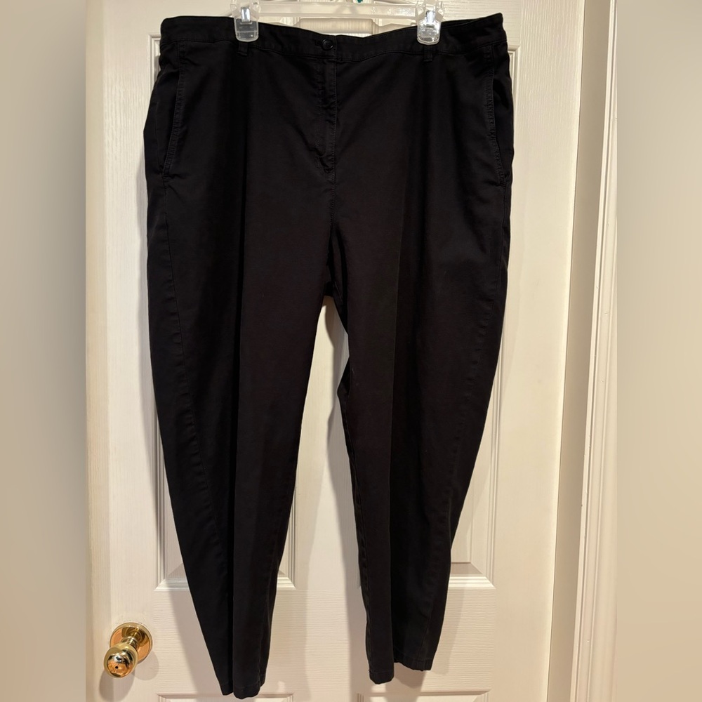 Eileen Fisher Womens Plus Size 20 Black PantsJeans Organic Cotton Blend Preowned